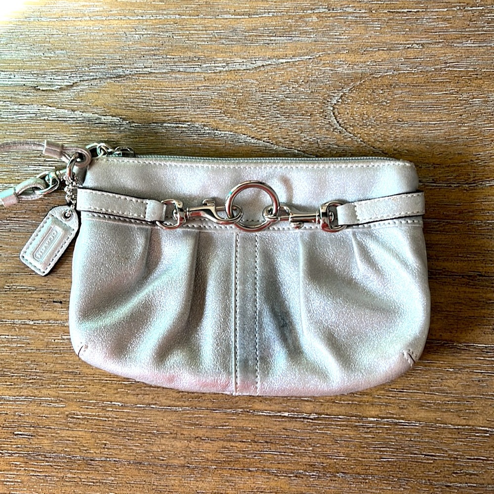Silver coach wristlet